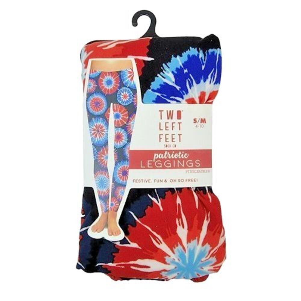 Two Left Feet Women's Patriotic Leggings - Soft & Festive Size S/M Multicolor